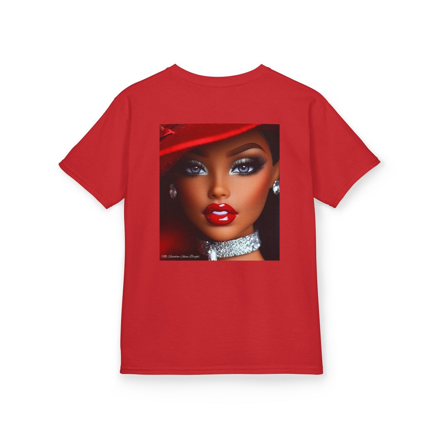 Fashionista Kids Tee with Ms Rainbow -Shine Bright Chic Doll Design