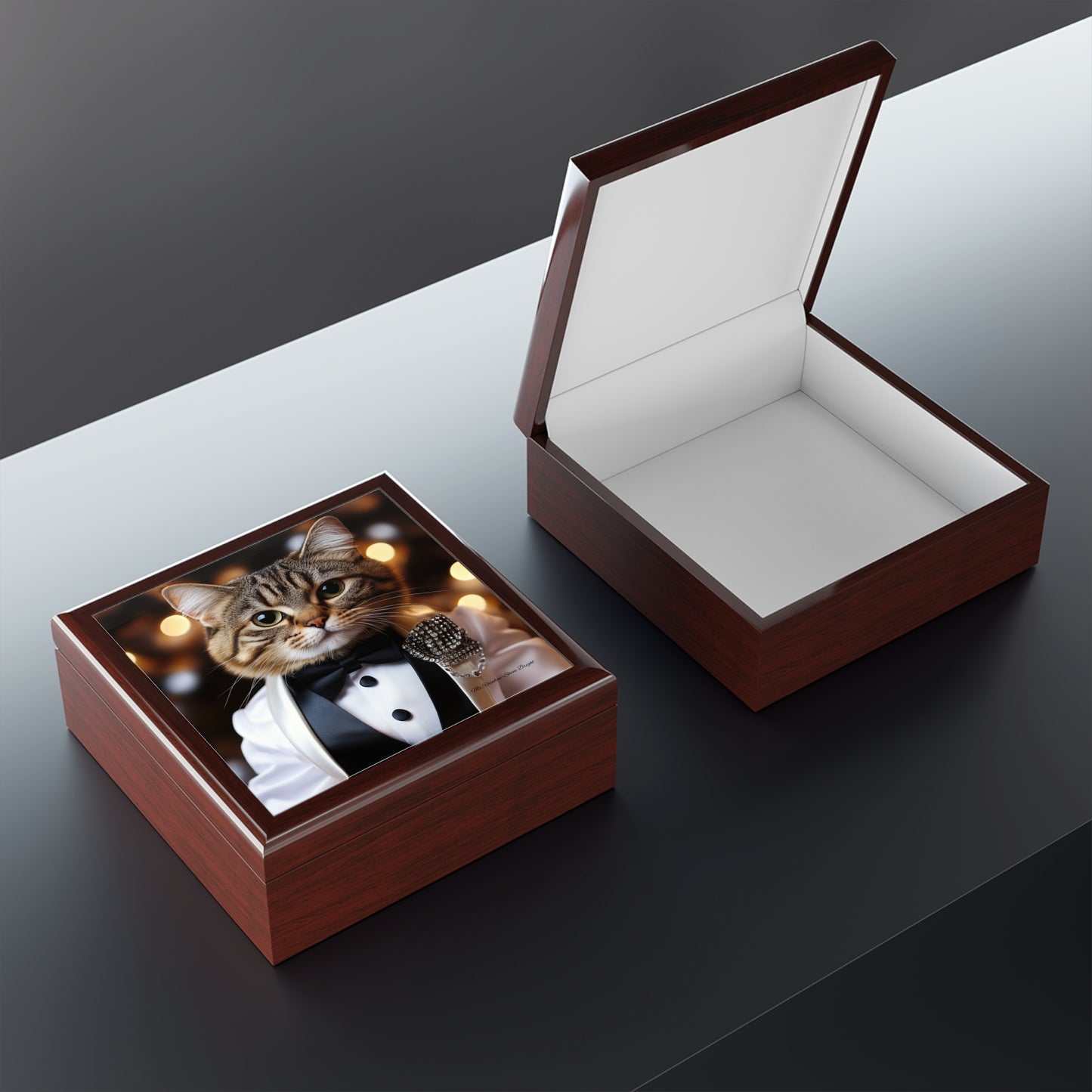 Ms Rainbow-Shine Bright-Elegant Cat Print Jewelry Box - Perfect for Cat Lovers and Special Occasions