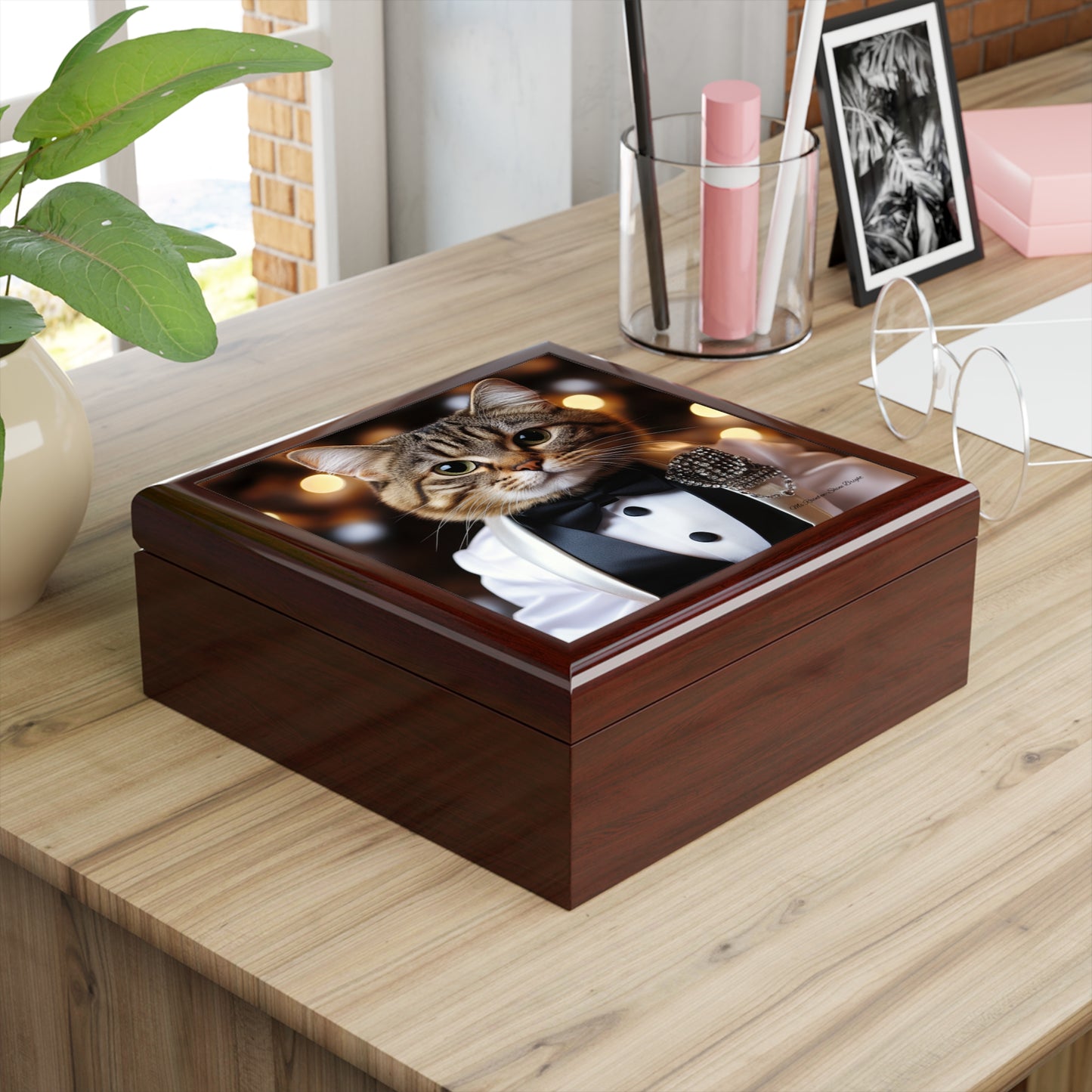 Ms Rainbow-Shine Bright-Elegant Cat Print Jewelry Box - Perfect for Cat Lovers and Special Occasions