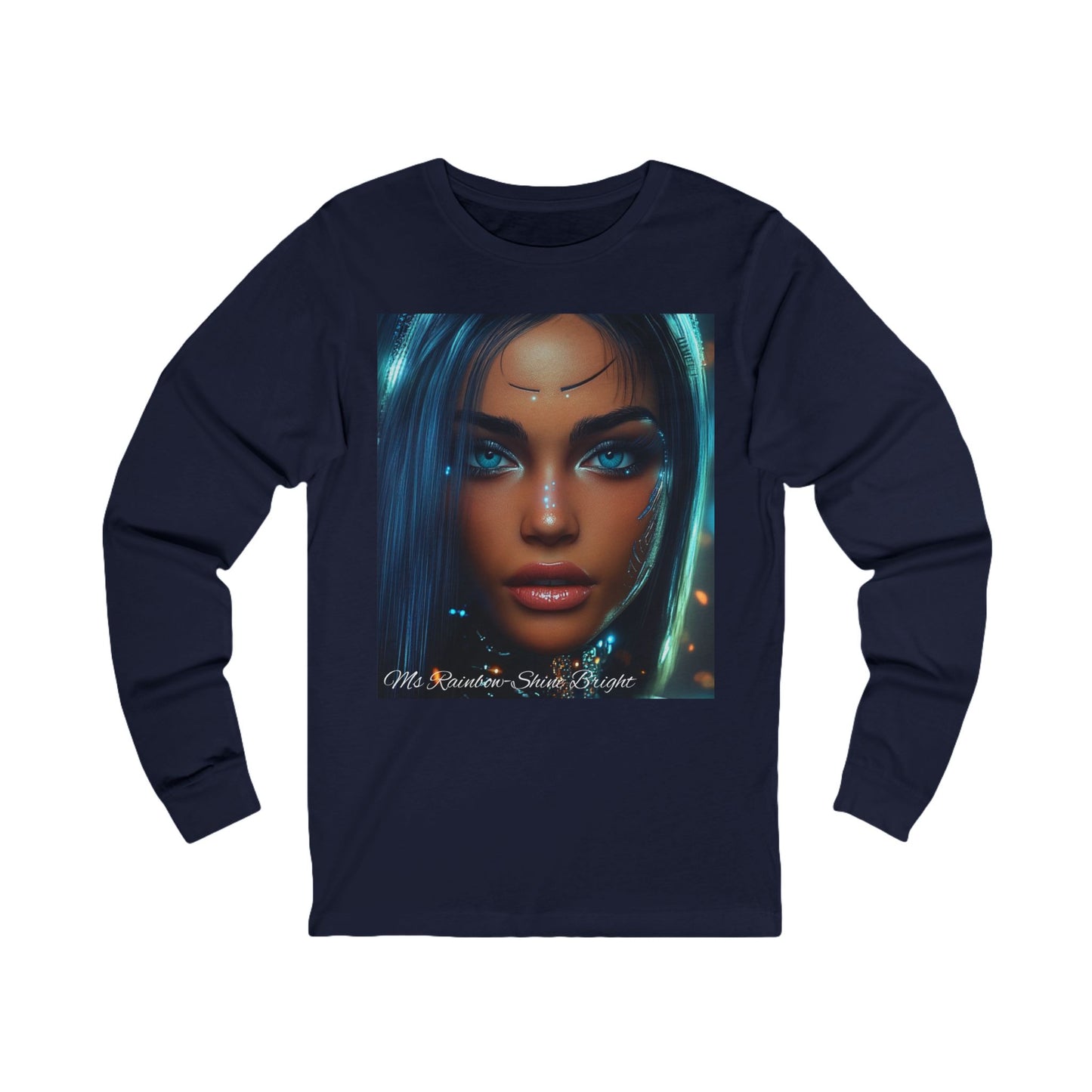 Unisex Long Sleeve Tee - Ms Rainbow-Shine Bright Art Design