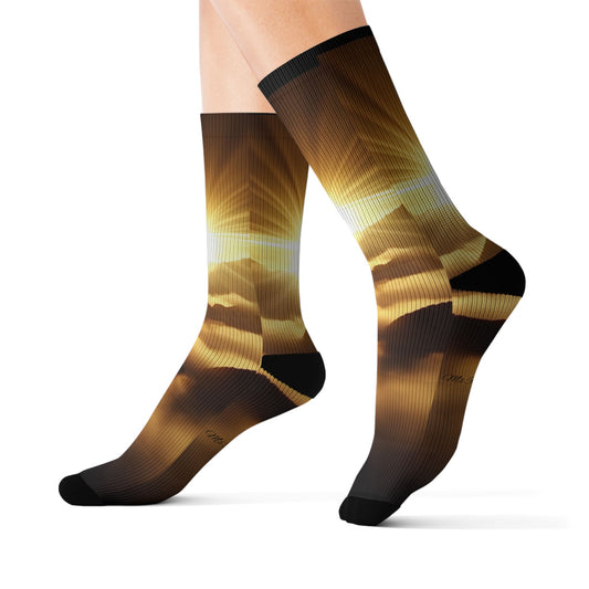 Sunrise Horizon Socks — Sublimated Golden Sky Crew Socks -Unisex