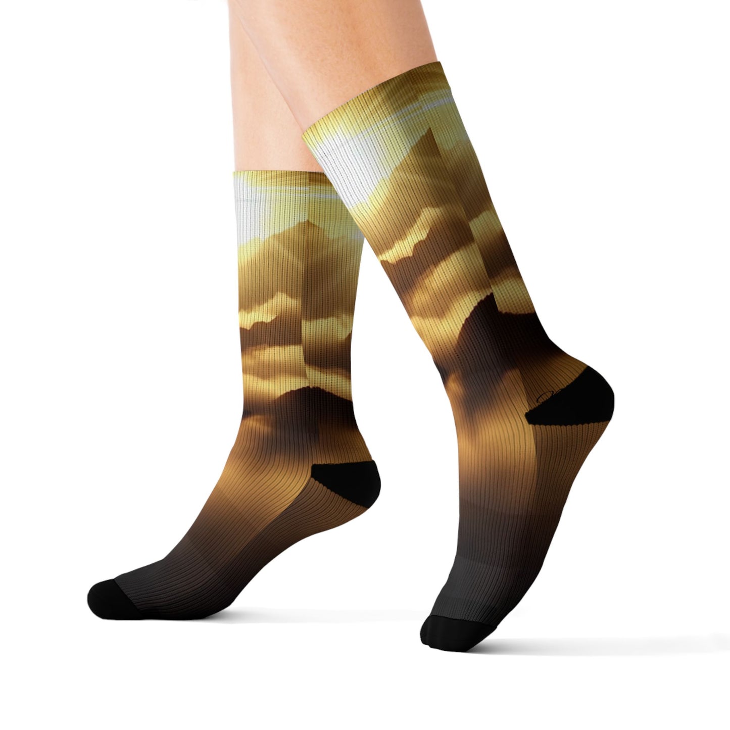 Sunrise Horizon Socks — Sublimated Golden Sky Crew Socks -Unisex