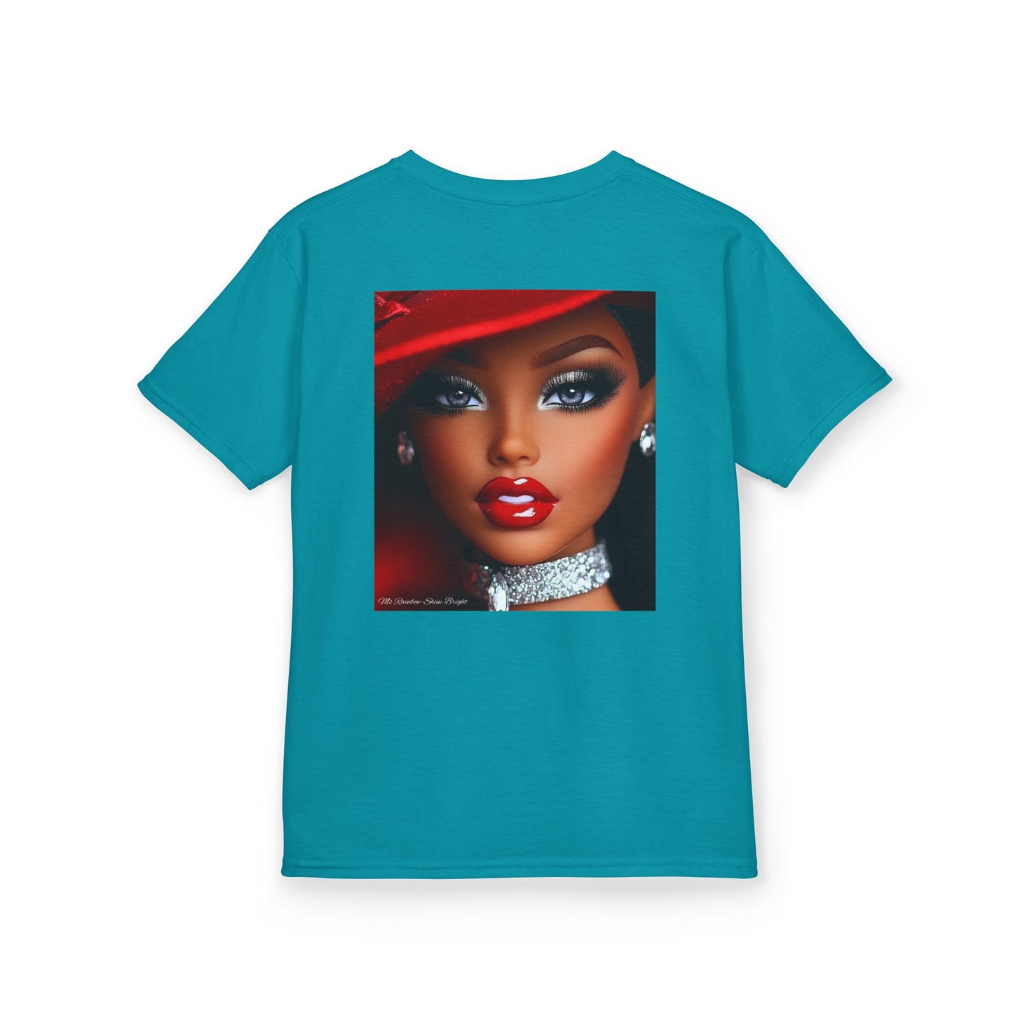 Fashionista Kids Tee with Ms Rainbow -Shine Bright Chic Doll Design
