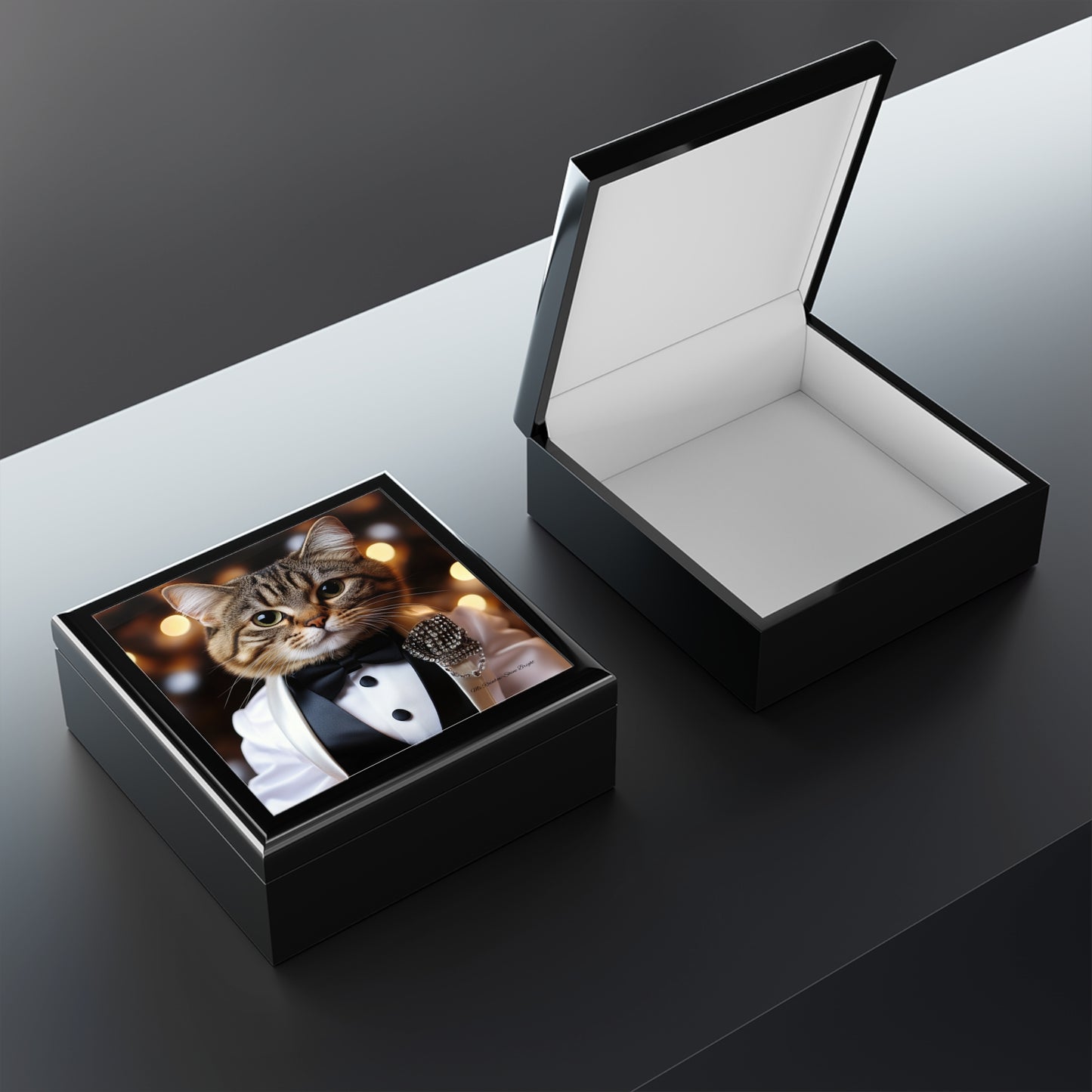 Ms Rainbow-Shine Bright-Elegant Cat Print Jewelry Box - Perfect for Cat Lovers and Special Occasions