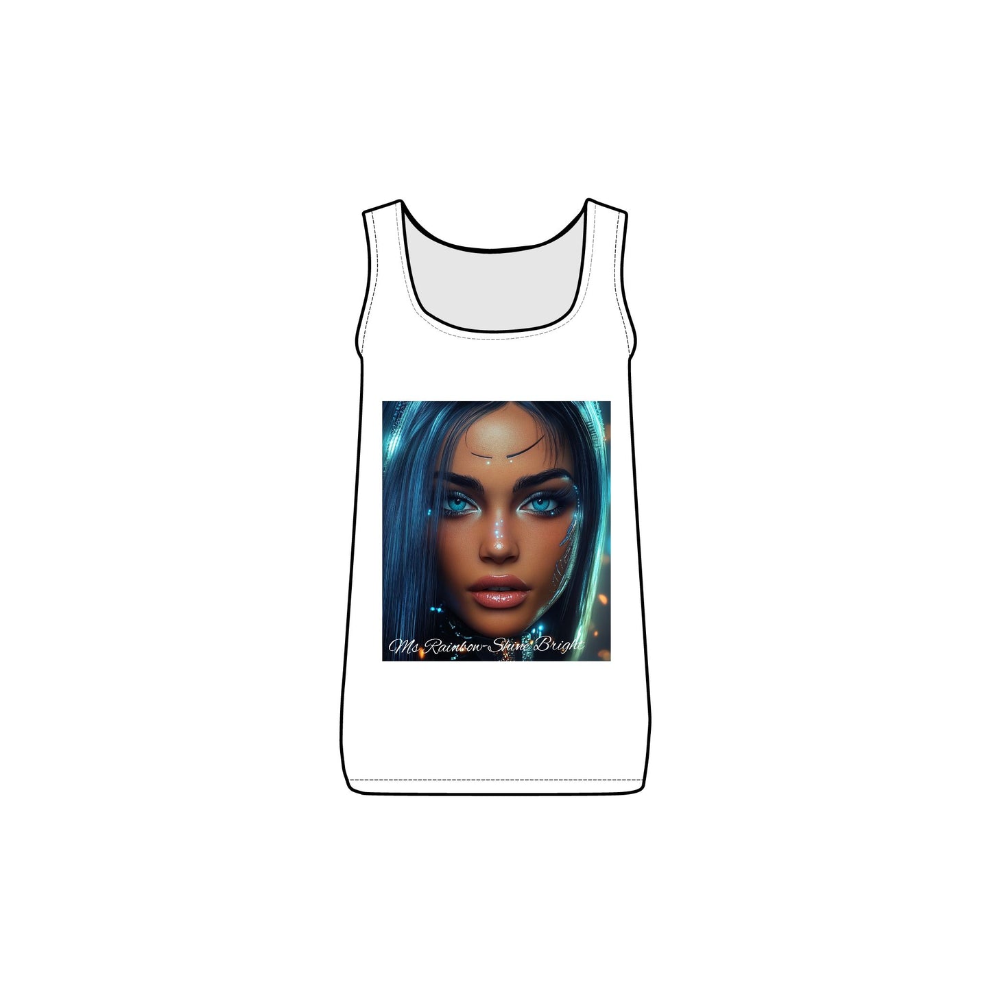Women’s Baby Rib Tank with Ms Rainbow-Shine Bright Stunning Graphic Design