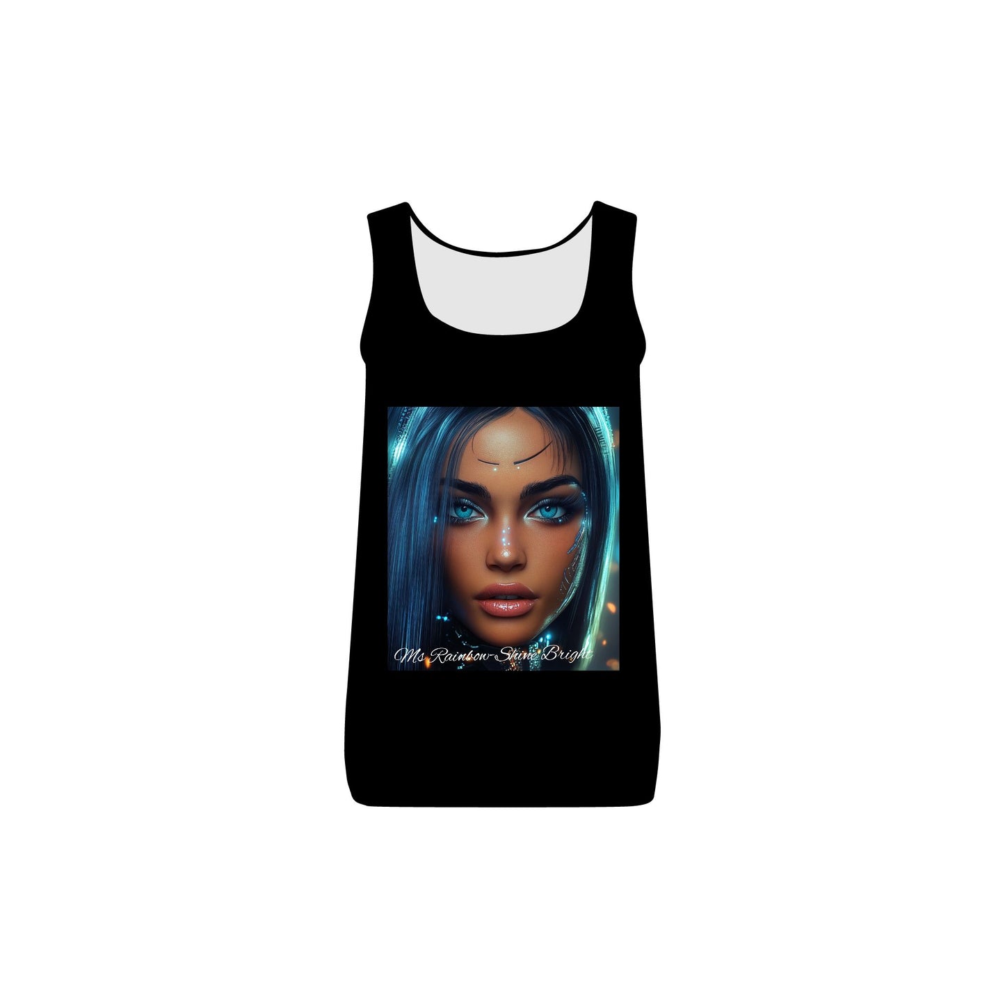 Women’s Baby Rib Tank with Ms Rainbow-Shine Bright Stunning Graphic Design