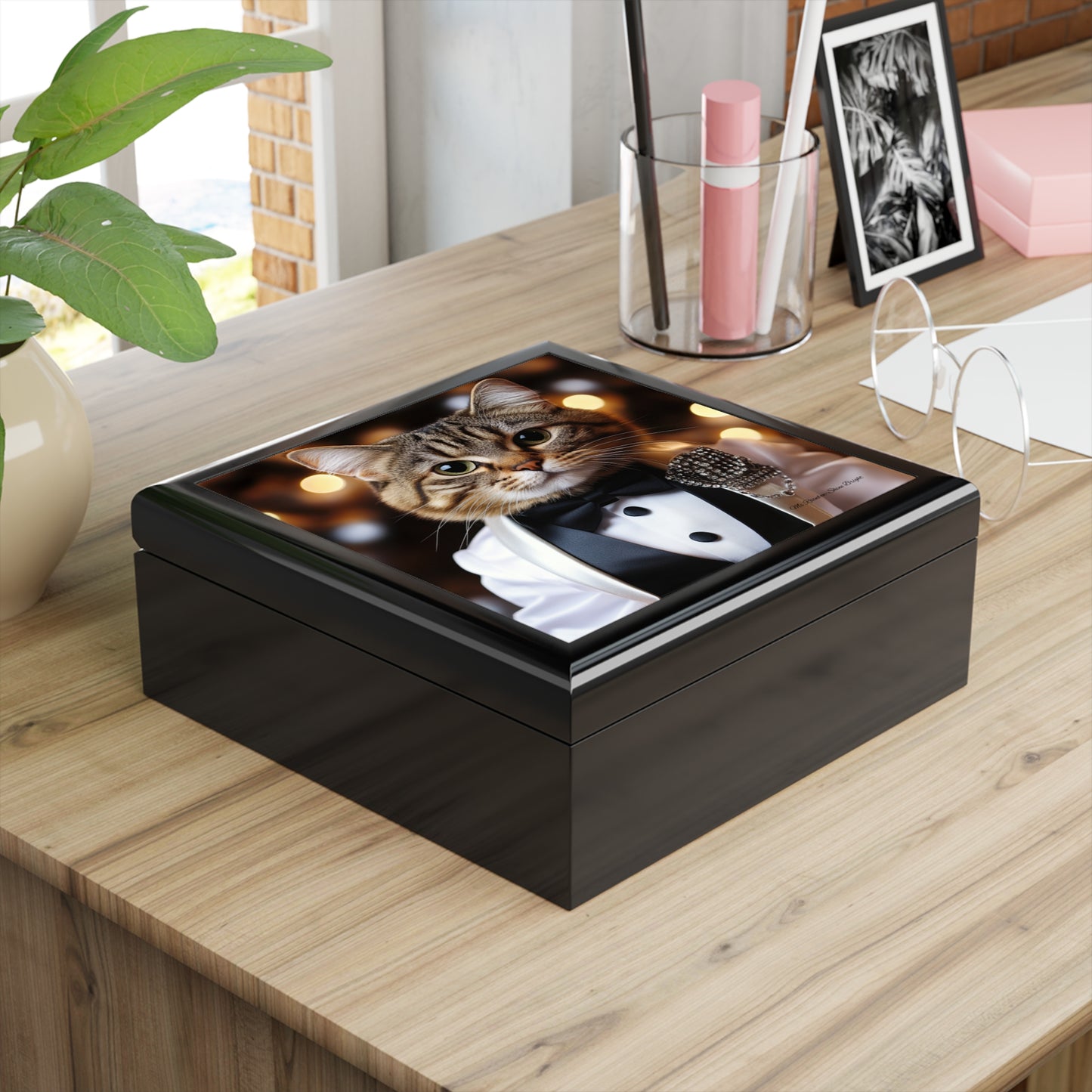 Ms Rainbow-Shine Bright-Elegant Cat Print Jewelry Box - Perfect for Cat Lovers and Special Occasions