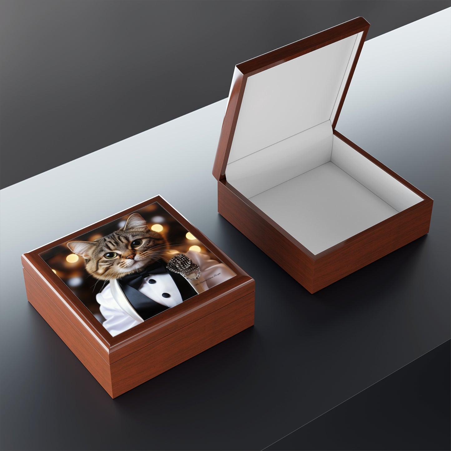 Ms Rainbow-Shine Bright-Elegant Cat Print Jewelry Box - Perfect for Cat Lovers and Special Occasions