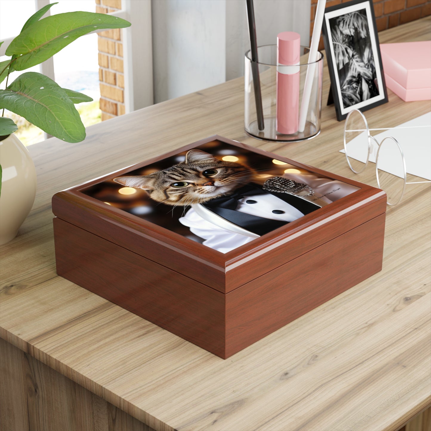 Ms Rainbow-Shine Bright-Elegant Cat Print Jewelry Box - Perfect for Cat Lovers and Special Occasions