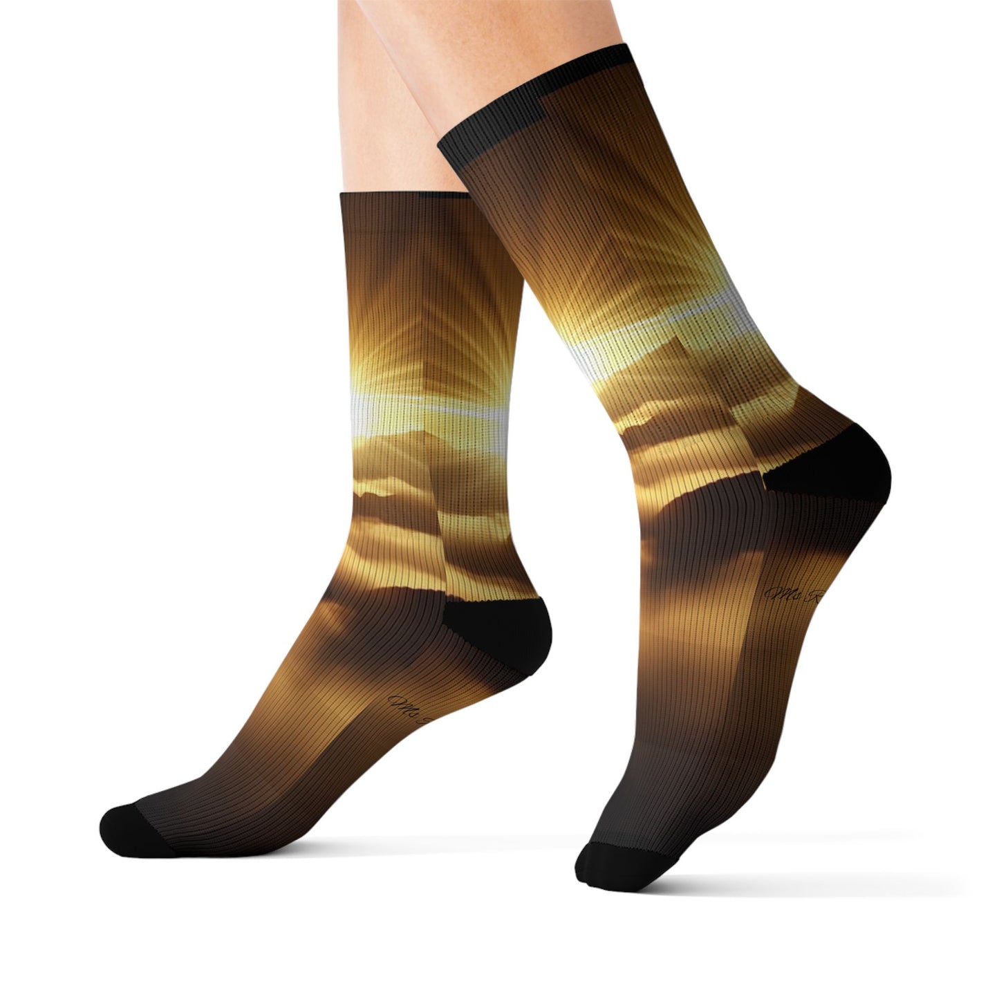 Sunrise Horizon Socks — Sublimated Golden Sky Crew Socks -Unisex