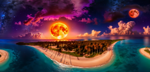 Glowing Moon Horizon Sky