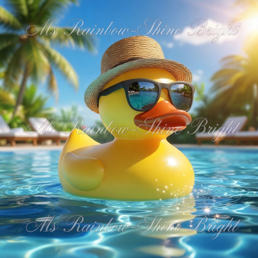 Low-Poly Cool Summer Duck with Hat & Sunglasses - 3D Model